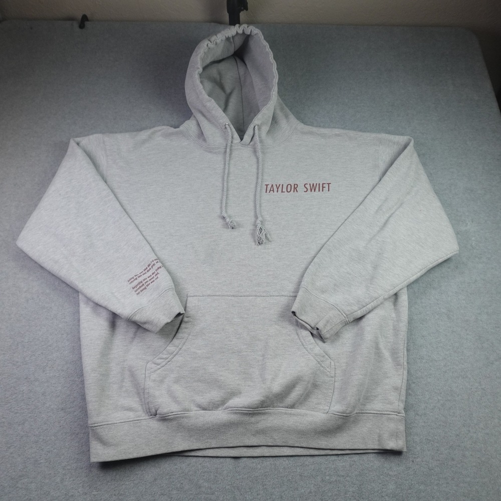 Taylor Swift Hoodie Unisex Large Gray Graphic Tour Red TV Merch Swiftie